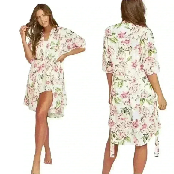 Show Me Your Mumu Floral Bridal Party Bride Girly Feminine Lounge Robe OS - Picture 1 of 5